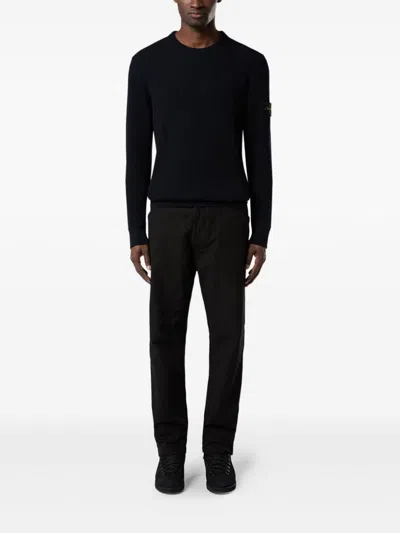 Stone Island Knit Crewneck Sweater In Full Rib Rws Wool Clothing In Blue