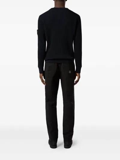 Stone Island Knit Crewneck Sweater In Full Rib Rws Wool Clothing In Blue