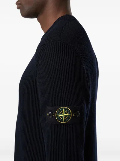 Stone Island Knit Crewneck Sweater In Full Rib Rws Wool Clothing In Blue