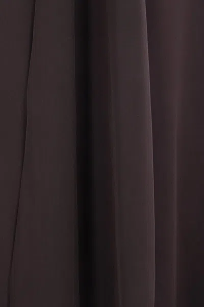 Giorgio Armani Dark Brown Crepe Long Dress In Brown