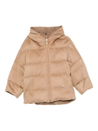 Max Mara The Cube Camel Brown Camel Wool Desiderio Padded Jacket In Brown