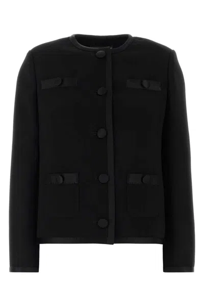 Dolce & Gabbana Tailored Wool Blend Blazer With Satin Trim In Black