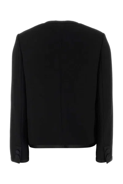 Dolce & Gabbana Tailored Wool Blend Blazer With Satin Trim In Black