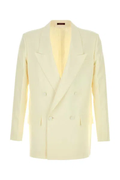 Gucci Modern Tech Blazer Featuring Structured Shoulders In Yellow