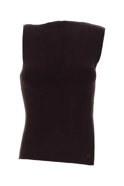 Courrèges Courreges Women Aubergine Viscose Blend Tank Top In Brown