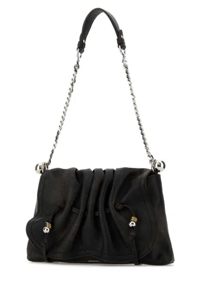 Isabel Marant Women Dark Brown Leather Bolton Shoulder Bag In Black