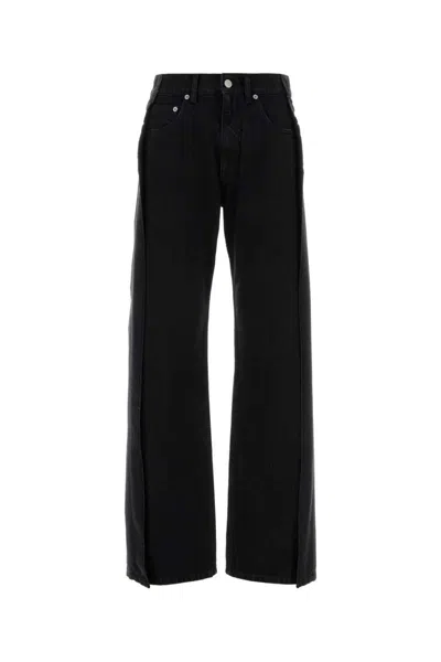 Mm6 Maison Margiela Wide Leg Five-pocket Trousers In Black