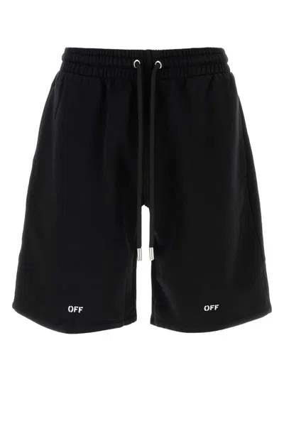 Off-white Casual Cotton Bermuda Shorts With Graphic Print In Black