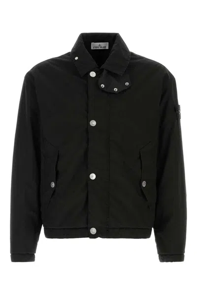 Stone Island Versatile Utility Jacket Adjustable Features In Black