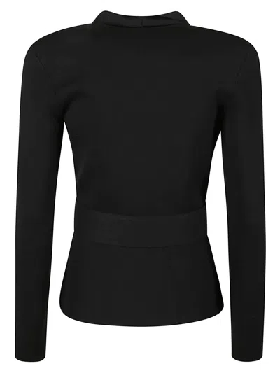 Elisabetta Franchi Black Belted Knitted Jacket In Black