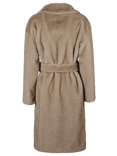 Herno Belted Faux Fur Coat In White