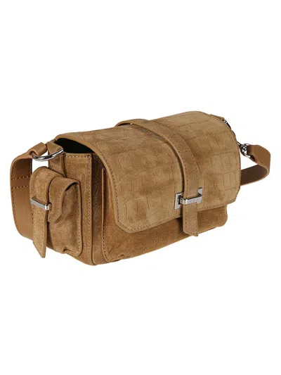 Hogan Textured Camel Crocodile Pattern Bag In Brown