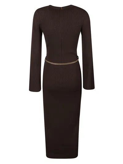 Michael Kors Logo-chain Midi Dress In Brown