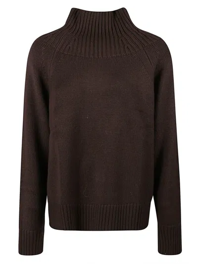 Michael Kors Camel Wool Turtleneck Sweater With Ribbed Details In Brown