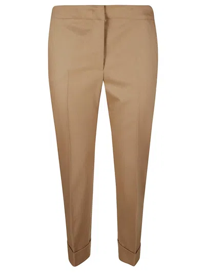 Pt Torino Pleated-cuff Trousers In Brown