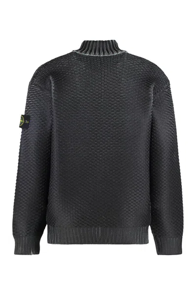 Stone Island Mens Pearl Grey Sublimatic-print Textured Woven-knitted Cardigan In Gray