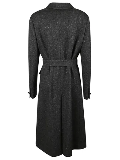 Tagliatore Double-breasted Belted Coat In Black