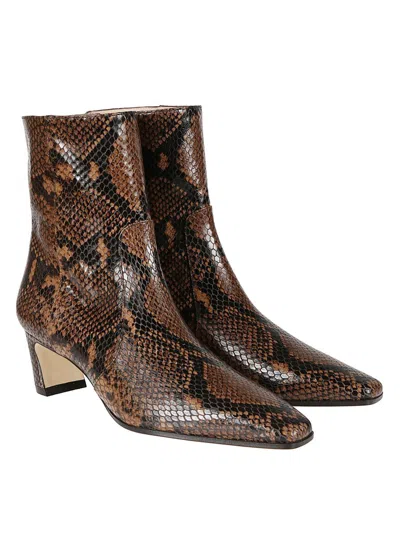 Stuart Weitzman Stassi 50 Snake-effect Leather Ankle Boots In Animal Print