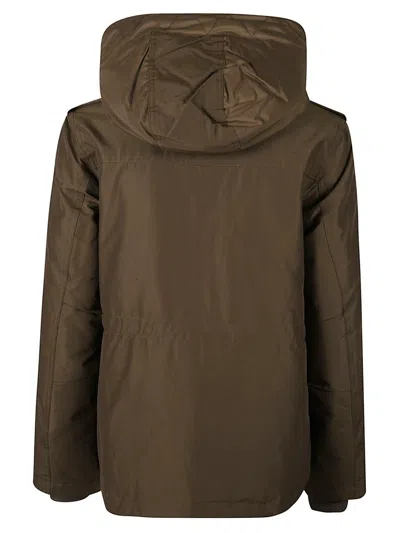 Woolrich Hooded Parka With Drawstring Waist And Pockets In Brown