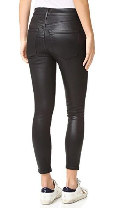 Shop Agolde Sophie Hi Rise Skinny Crop Coated Jeans In Black Leatherette