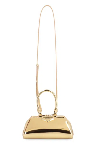Givenchy Antigona East-west Mini Bag In Laminated Leather In Gold