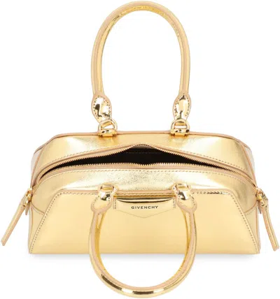 Givenchy Antigona East-west Mini Bag In Laminated Leather In Gold