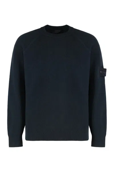 Stone Island Sweater With Crew Neck In Cashmere In Blue