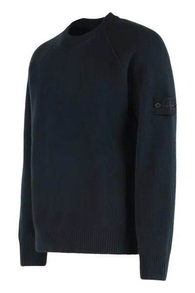 Stone Island Sweater With Crew Neck In Cashmere In Blue