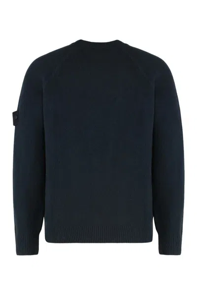 Stone Island Sweater With Crew Neck In Cashmere In Blue