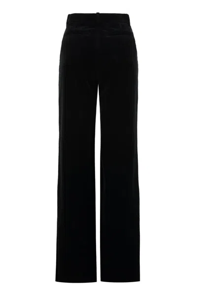 Valentino Garavani Velvet Trousers In Black
