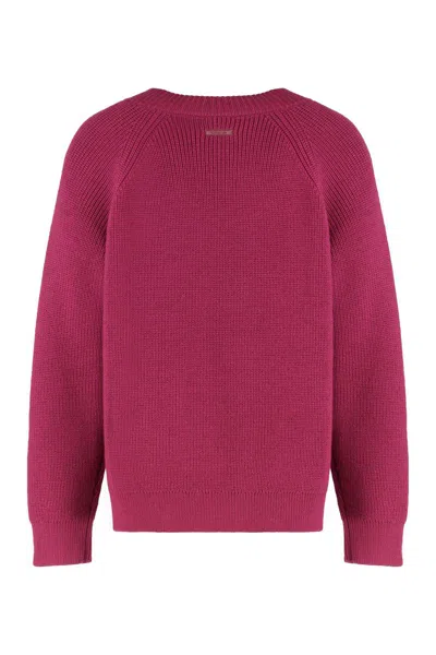 Calvin Klein Sweater With V-neck In Mixed Wool In Pink