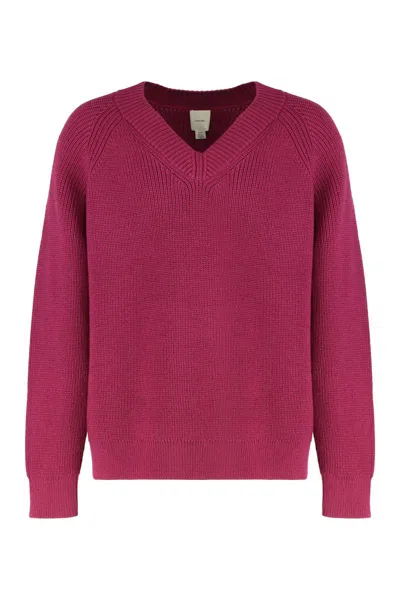 Calvin Klein Sweater With V-neck In Mixed Wool In Pink