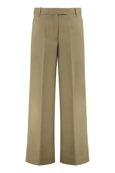 Calvin Klein Trousers In Wool Gabardine In Brown