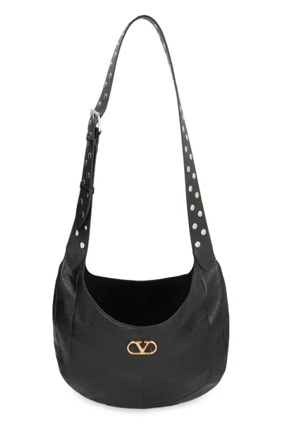 Valentino Hoboho Small Shoulder Bag With Studded Strap In Black