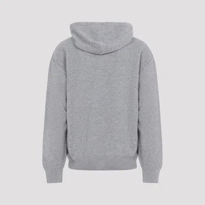 Loewe Drawstring Hoodie With Ribbed Cuffs And Hem In Gray