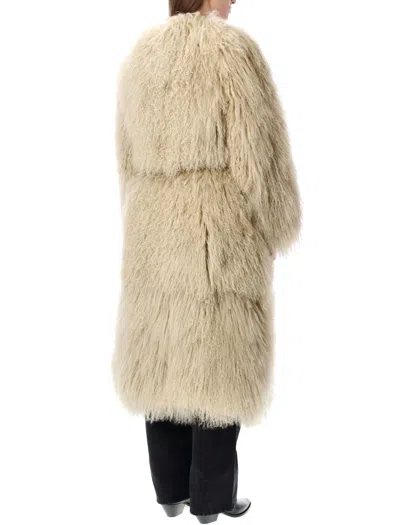Sword 6.6.44 S.w.o.r.d 6.6.44 Mongolian Shearling Maxi Coat In White