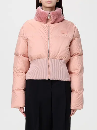 Fendi Women Technical Fabric And Shearling Down Jacket In Pink