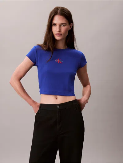 Calvin Klein Jeans Est.1978 Calvin Klein Women's Monologo Baby Tee In Blue