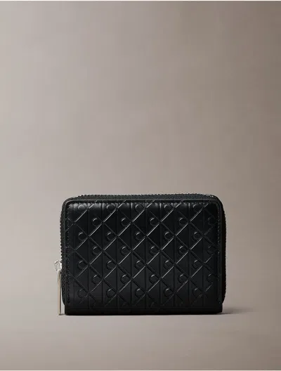 Calvin Klein Men's Embossed Allover Monogram Zip Coin Pouch In Red