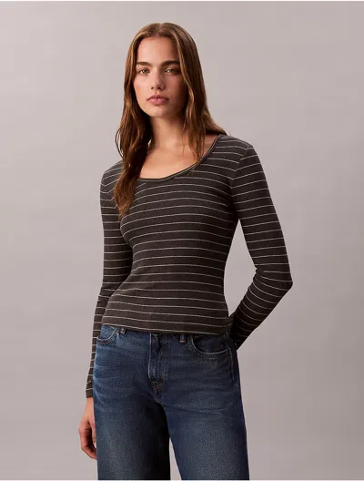 Calvin Klein Jeans Est.1978 Calvin Klein Women's Cotton Contour Rib U-neck Tee In Multi