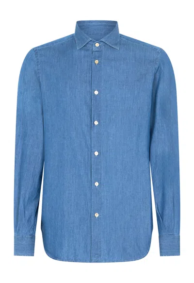 Boglioli Chambray Shirt In Blue