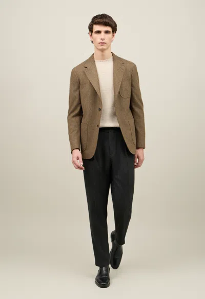Boglioli Wool Flannel Windsor Jacket In Brown