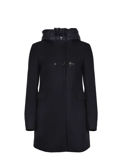 Fay Toggle Coat In Wool Cloth In Black