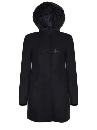 Fay Toggle Coat In Wool Cloth In Black