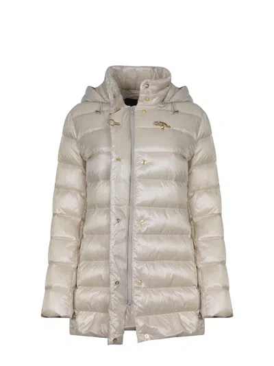 Fay Quilted Hooded Coat Long Sleeves In White