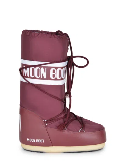Moon Boot Burgundy Nylon And Synthetic Leather Icon Boots In Burgundy