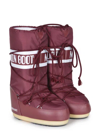 Moon Boot Burgundy Nylon And Synthetic Leather Icon Boots In Burgundy