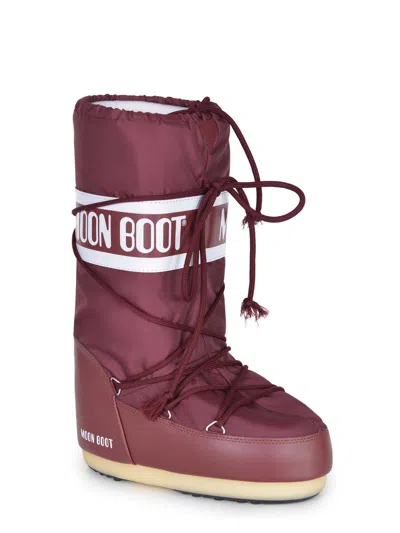 Moon Boot Burgundy Nylon And Synthetic Leather Icon Boots In Burgundy