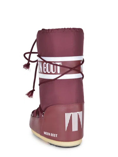 Moon Boot Burgundy Nylon And Synthetic Leather Icon Boots In Burgundy