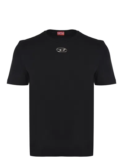 Diesel Just' Black Crewneck T-shirt With Logo Detail In Cotton